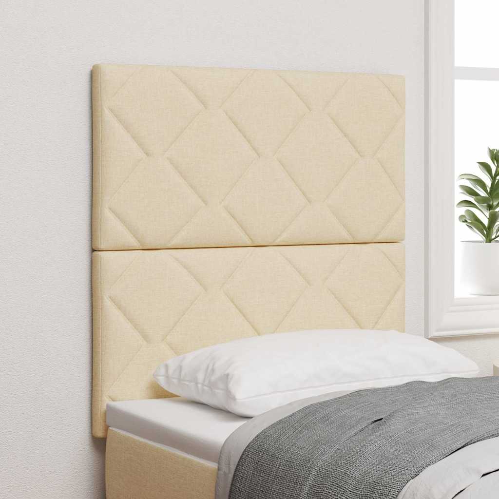 Headboard with LED Strip Lights Adjustable Cream 80 cm Fabric